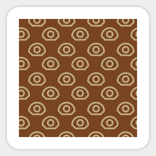 Golden ornament on a brown background, eye. Vector seamless pattern abstraction grunge. Sticker